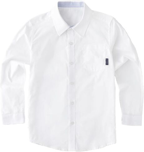 قميص eton kidd Boys 100% قطن بأكمام طويلة وفتحة مخططة وياقة مدببة وجيب على الصدر وأصفاد قابلة للتعديل in Kuwait