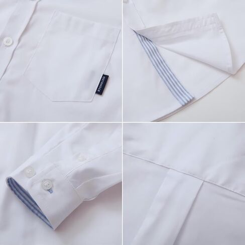 قميص eton kidd Boys 100% قطن بأكمام طويلة وفتحة مخططة وياقة مدببة وجيب على الصدر وأصفاد قابلة للتعديل in Kuwait