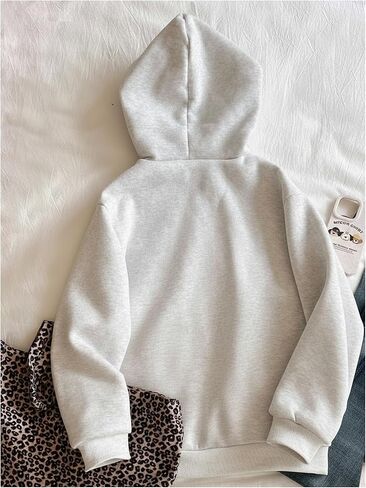 COZYEASE Girl's Graphic Camo Hoodie Long Sleeve Drop Shoulder Hooded Sweatshirts Loose Vintage Pullovers Grey Cheetah 16Y in Saudi Arabia