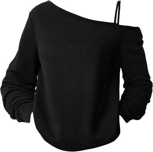 Girl's Y2K Cold Shoulder Top Long Sleeve Asymmetrical Neck Oversized Sweatshirts in Saudi Arabia