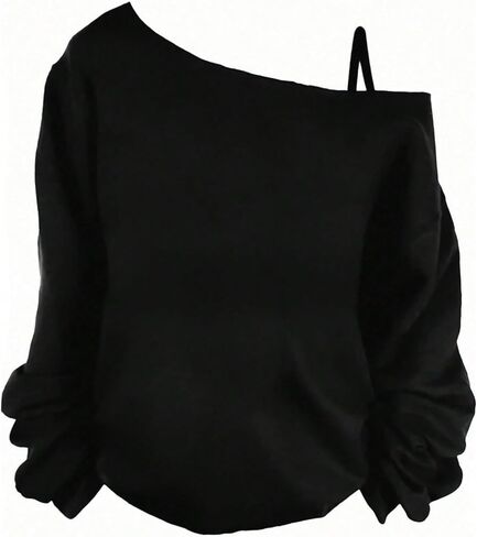 Girl's Y2K Cold Shoulder Top Long Sleeve Asymmetrical Neck Oversized Sweatshirts in Saudi Arabia
