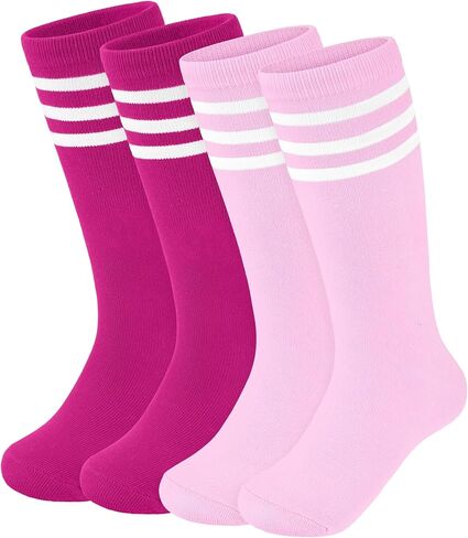 Kids Soccer Socks Toddler Girls Knee High Socks Uniform Sock Three Stripes for Boys Girls in Kuwait