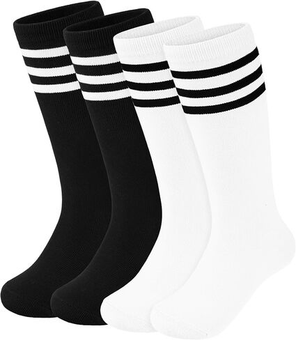 Kids Soccer Socks Toddler Girls Knee High Socks Uniform Sock Three Stripes for Boys Girls in Kuwait