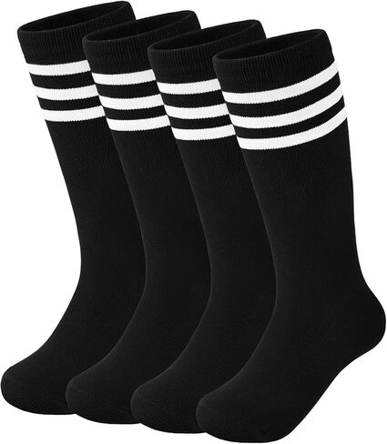 Kids Soccer Socks Toddler Girls Knee High Socks Uniform Sock Three Stripes for Boys Girls in Kuwait