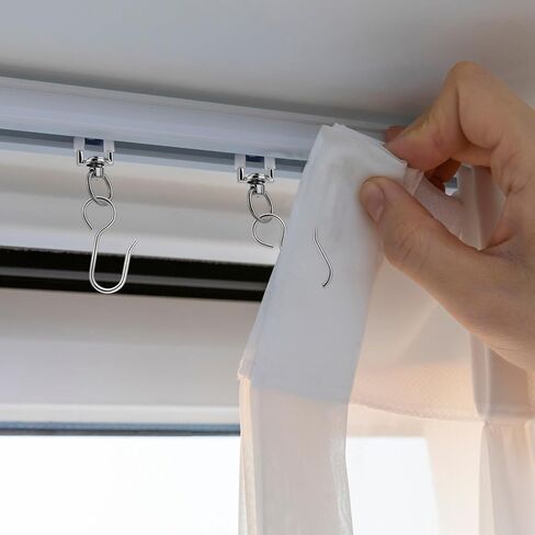 Kathfly 30 Pack Ceiling Curtain Rollers with Mute Wheel Curtain Rail Pulleys Runners Sliding Track Gliders Ceiling Mounted Rail with Rolling Hooks for Drapes, and Room Dividers in Saudi Arabia