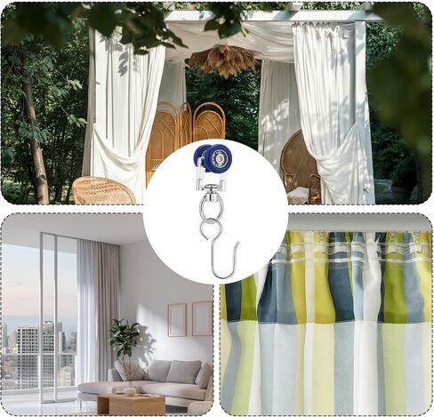 Kathfly 30 Pack Ceiling Curtain Rollers with Mute Wheel Curtain Rail Pulleys Runners Sliding Track Gliders Ceiling Mounted Rail with Rolling Hooks for Drapes, and Room Dividers in Saudi Arabia
