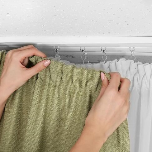 Kathfly 30 Pack Ceiling Curtain Rollers with Mute Wheel Curtain Rail Pulleys Runners Sliding Track Gliders Ceiling Mounted Rail with Rolling Hooks for Drapes, and Room Dividers in Saudi Arabia