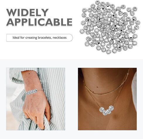 Volleyball Ribbon Charm Bracelets - 100pcs DIY Jewelry Making Kit With Acrylic Sports Beads, Large Hole Beads for Handmade Necklaces in Saudi Arabia
