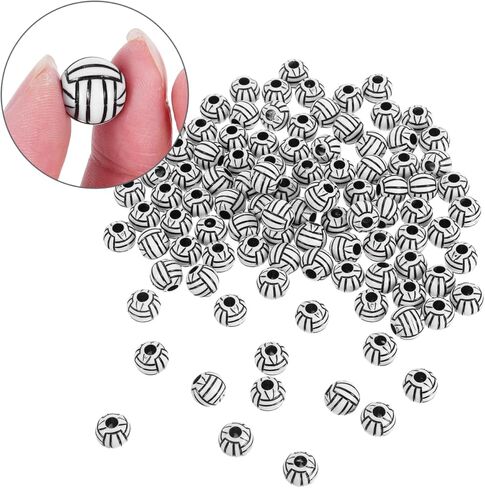 Volleyball Ribbon Charm Bracelets - 100pcs DIY Jewelry Making Kit With Acrylic Sports Beads, Large Hole Beads for Handmade Necklaces in Saudi Arabia