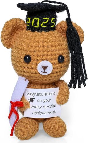 MSEHKM Handmade 2024 Graduation Gift Graduation Teddy Bear Emotional Support Stuffed Plush Bear Cute Crochet Decorations Class of 2024 Grad Present Thoughtful Gift for College Graduates in Saudi Arabia