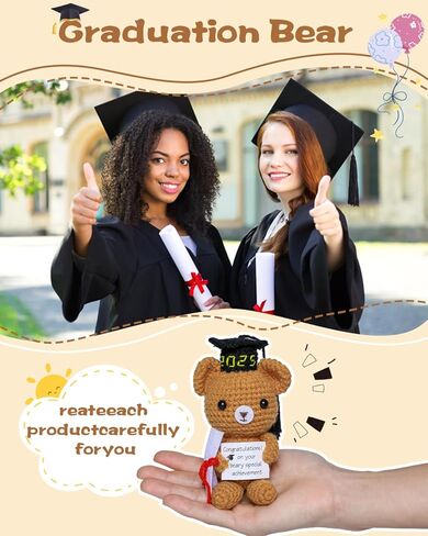 MSEHKM Handmade 2024 Graduation Gift Graduation Teddy Bear Emotional Support Stuffed Plush Bear Cute Crochet Decorations Class of 2024 Grad Present Thoughtful Gift for College Graduates in Saudi Arabia
