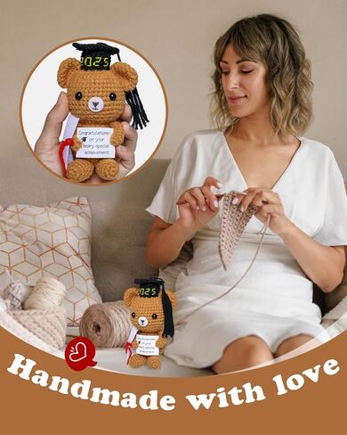 MSEHKM Handmade 2024 Graduation Gift Graduation Teddy Bear Emotional Support Stuffed Plush Bear Cute Crochet Decorations Class of 2024 Grad Present Thoughtful Gift for College Graduates in Saudi Arabia