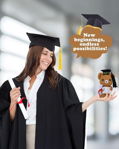 MSEHKM Handmade 2024 Graduation Gift Graduation Teddy Bear Emotional Support Stuffed Plush Bear Cute Crochet Decorations Class of 2024 Grad Present Thoughtful Gift for College Graduates in Saudi Arabia