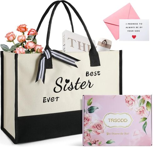 Floral Ini-tial Beach Bag w Makeup Bag, Mono-gram Can-vas Tote Bag for Women w Inner Pocket, Side Pocket, Shoulder Strap, Gift Box, Card, Personalized Gifts Women Birthday Friends Grandma Bridesmaid M in Kuwait