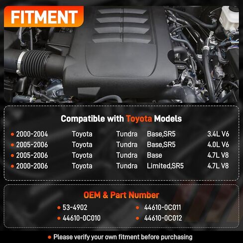 53-4902 معزز فرامل الطاقة الفراغية متوافق مع Toyota Tundra Base SR5 Limited 3.4L 4.0L 4.7L V6 V8 2000-2006، استبدال مجموعة التعزيز # 44610-0C010، 44610-0C011، 44610-0C012 in Kuwait