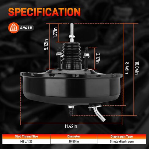 53-4902 معزز فرامل الطاقة الفراغية متوافق مع Toyota Tundra Base SR5 Limited 3.4L 4.0L 4.7L V6 V8 2000-2006، استبدال مجموعة التعزيز # 44610-0C010، 44610-0C011، 44610-0C012 in Kuwait