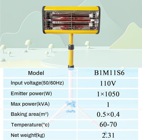 Solary Infrared Paint Curing Lamp, 1050W 110V Handheld Shortwave Infrared Paint Dryer Lamp, Portable Car Body Repair Tool in Kuwait