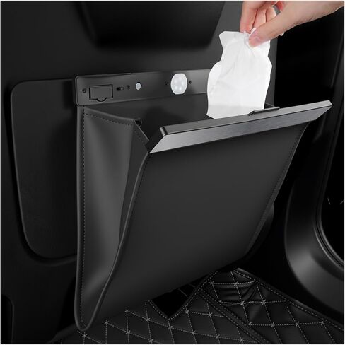 LED Car Trash Can Leak-Proof,Strong Magnetic Fast Closing Car Trash Bin as Cars Organizers and Storage,Cars Garbage Can with Automotive Trashs Bag for Backseat,Console,Door in Saudi Arabia