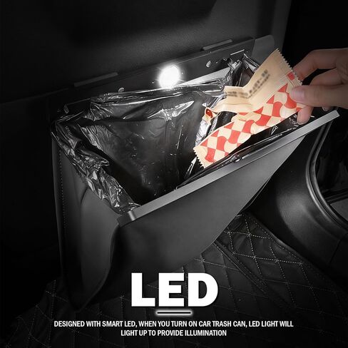 LED Car Trash Can Leak-Proof,Strong Magnetic Fast Closing Car Trash Bin as Cars Organizers and Storage,Cars Garbage Can with Automotive Trashs Bag for Backseat,Console,Door in Saudi Arabia