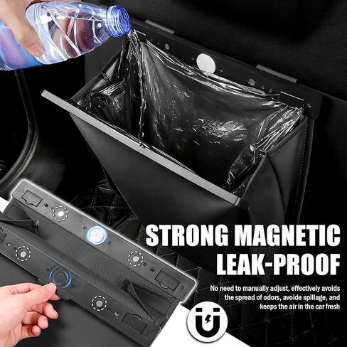 LED Car Trash Can Leak-Proof,Strong Magnetic Fast Closing Car Trash Bin as Cars Organizers and Storage,Cars Garbage Can with Automotive Trashs Bag for Backseat,Console,Door in Saudi Arabia
