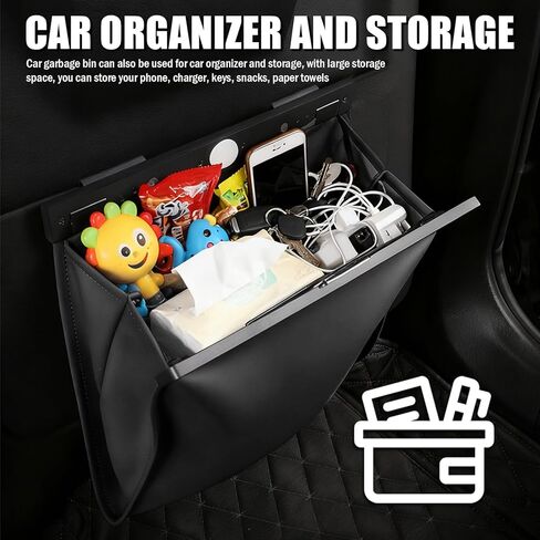LED Car Trash Can Leak-Proof,Strong Magnetic Fast Closing Car Trash Bin as Cars Organizers and Storage,Cars Garbage Can with Automotive Trashs Bag for Backseat,Console,Door in Saudi Arabia