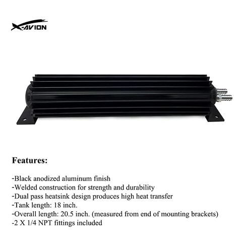 X-AVION Universal Dual Pass Aluminum Heat Sink Cooler Finned 18'' Transmission Cooler Black in Kuwait