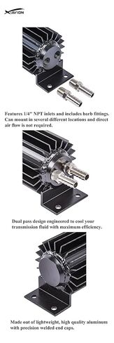 X-AVION Universal Dual Pass Aluminum Heat Sink Cooler Finned 18'' Transmission Cooler Black in Kuwait