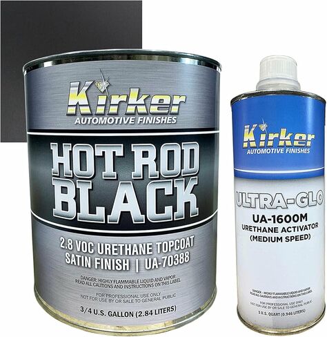 هوت رود أسود 2.8 VOC يوريتان طلاء علوي من الساتان UA-70388 3/4 جالون مع منشط متوسط ​​السرعة in Kuwait