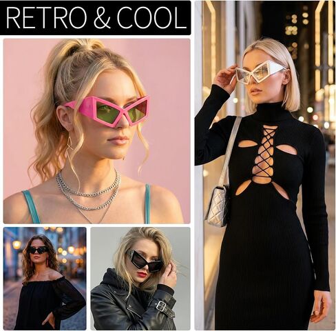 JATEBI 3 Pairs Novelty Party Sunglasses Oversized Cat Eye Sunglasses Funny Glasses for Hip Hop Dance Halloween Party in Saudi Arabia