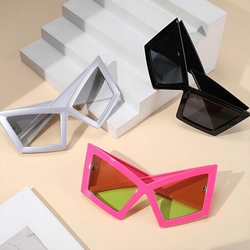 JATEBI 3 Pairs Novelty Party Sunglasses Oversized Cat Eye Sunglasses Funny Glasses for Hip Hop Dance Halloween Party in Saudi Arabia