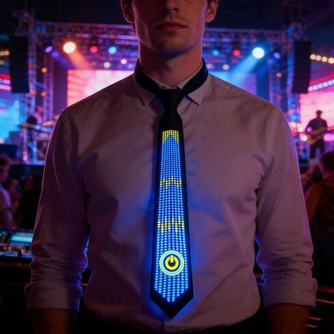 Pomya LED Tie, Voice Controlled Luminous Tie with Flexible LED Light Strips, for Concert Night Club Bar Dancing Birthday Party in Saudi Arabia