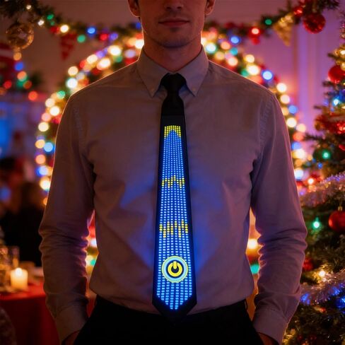 Pomya LED Tie, Voice Controlled Luminous Tie with Flexible LED Light Strips, for Concert Night Club Bar Dancing Birthday Party in Saudi Arabia