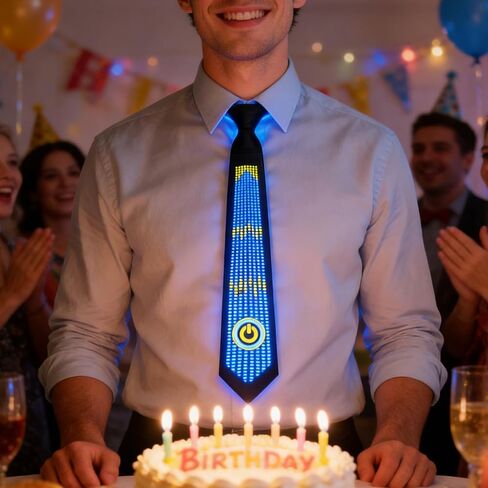 Pomya LED Tie, Voice Controlled Luminous Tie with Flexible LED Light Strips, for Concert Night Club Bar Dancing Birthday Party in Saudi Arabia