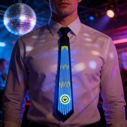 Pomya LED Tie, Voice Controlled Luminous Tie with Flexible LED Light Strips, for Concert Night Club Bar Dancing Birthday Party in Saudi Arabia