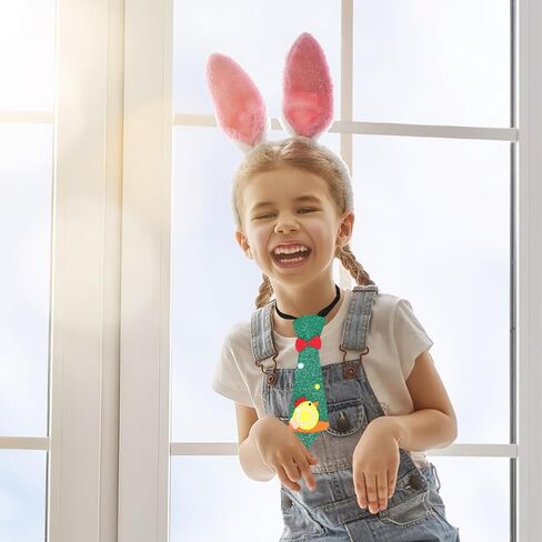 Uonlytech Adjustable Easter Necktie Cartoon Chick Design Green Holiday Party Costume Accessory in Saudi Arabia