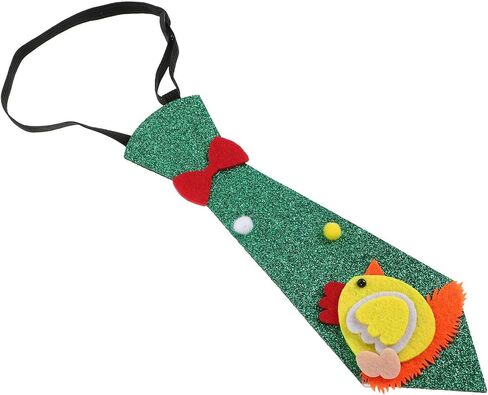 UPKOCH Adjustable Easter Necktie for Boys and Party Accessory with Cartoon Chick Design, Green Fabric Neck Tie for Holiday and Festival Gatherings in Saudi Arabia