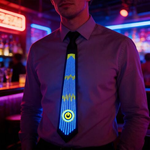 LED Tie, Voice Controlled Luminous Necktie with Flexible LED Light Strips for Concert Party Bar Dancing Cosplay in Saudi Arabia