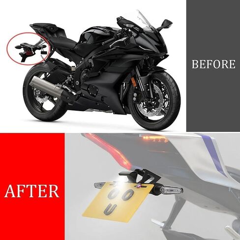 مجموعة مزيل الحاجز YZF R6 مع إشارات الانعطاف LED، دعامة حامل لوحة الترخيص الخلفية مرتبة متوافقة مع Yamaha YZF-R6 2006-2024 in Saudi Arabia