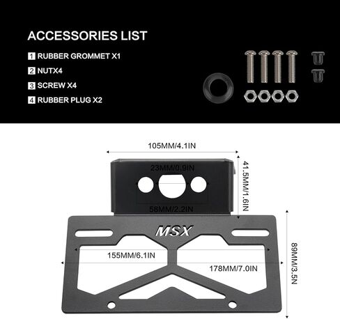Grom Fender Eliminator Kit Fit for Grom MSX125 2022–2026, Plug & Play Aluminum Tail Tidy License Plate Bracket, Fits OEM & Aftermarket Turn Signals, No Drilling Required in Saudi Arabia