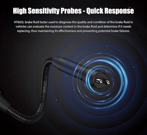 RQG Brake Fluid Tester, High Precision Brake Fluid Tester Pen with 5.2" Gooseneck Probe, 3 Color Backlight & Sound Alarm, Moisture 0-4% for DOT3, DOT4, DOT5.1 in Kuwait