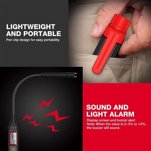 RQG Brake Fluid Tester, High Precision Brake Fluid Tester Pen with 5.2" Gooseneck Probe, 3 Color Backlight & Sound Alarm, Moisture 0-4% for DOT3, DOT4, DOT5.1 in Kuwait