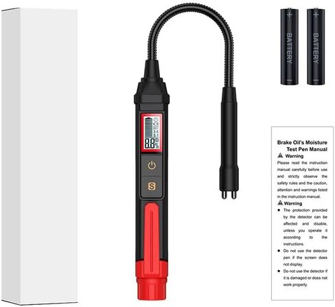 RQG Brake Fluid Tester, High Precision Brake Fluid Tester Pen with 5.2" Gooseneck Probe, 3 Color Backlight & Sound Alarm, Moisture 0-4% for DOT3, DOT4, DOT5.1 in Kuwait