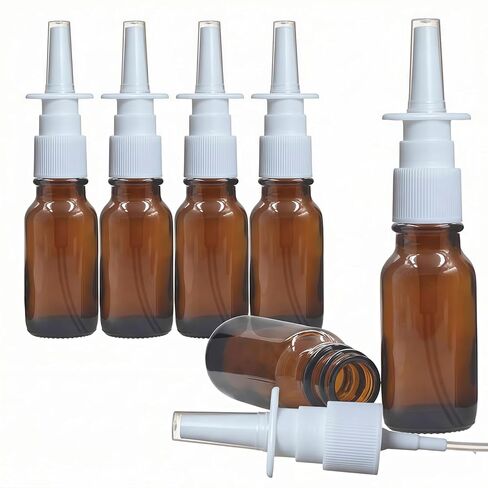 6 قطع من UPSTORE (30 مل/1 أونصة) زجاجة رذاذ أنف زجاجية فارغة مستديرة مع رأس رذاذ ضغط قابلة لإعادة الملء، حاويات رشاشات رذاذ دقيقة محمولة، وعاء للسفر، تعبئة فرعية لمحلول ملحي فضي غرواني in Saudi Arabia