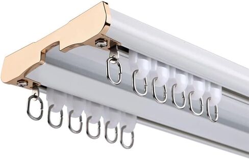 مسار سقف ألومنيوم مزدوج شديد التحمل بطول 450 سم لغرفة المعيشة والحمام وغرفة النوم، حل تقسيم متعدد الاستخدامات لديكور منزلي أنيق (B-400 سم) in Kuwait