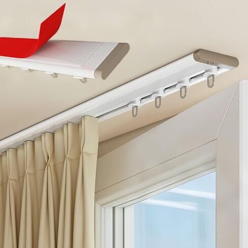 Ultra-Thin Bay Window Curtain Track, Silent Ceiling Mounted Sliding Rod, Aluminum Invisible Pole System for Living Room & Bedroom Divider - Champagne (11.81ft/3x3.93ft) in Saudi Arabia