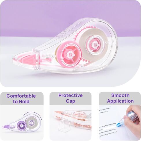 12 Pcs Colorful Core Correction Tape, 18.04 Ft White Wrong Out Tear-Resistant Bulk, Instant Corrections Easy To Use Applicator for School, Office, Note Taking, Journal (Tape Width 0.2 in) in Saudi Arabia