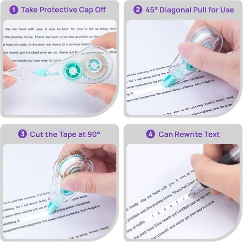 12 Pcs Colorful Core Correction Tape, 18.04 Ft White Wrong Out Tear-Resistant Bulk, Instant Corrections Easy To Use Applicator for School, Office, Note Taking, Journal (Tape Width 0.2 in) in Saudi Arabia