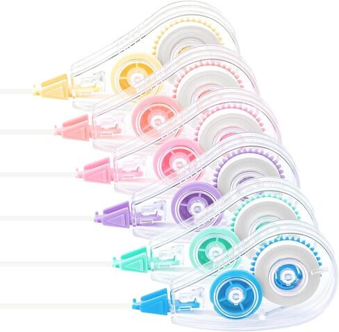 12 Pcs Colorful Core Correction Tape, 18.04 Ft White Wrong Out Tear-Resistant Bulk, Instant Corrections Easy To Use Applicator for School, Office, Note Taking, Journal (Tape Width 0.2 in) in Saudi Arabia