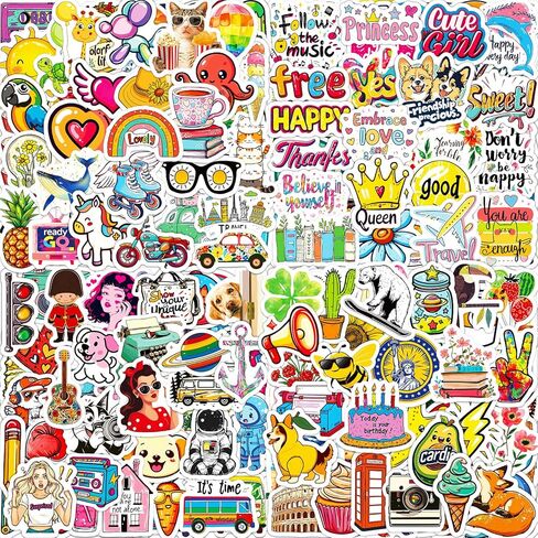 Water Bottle Stickers 200 Pcs Cool Neon Stickers, Prizes for Kids Classroom in Kuwait