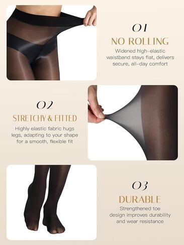 MANZI 2 Pairs Sheer Tights for Women Ultra Silky Shiny Pantyhose in Saudi Arabia